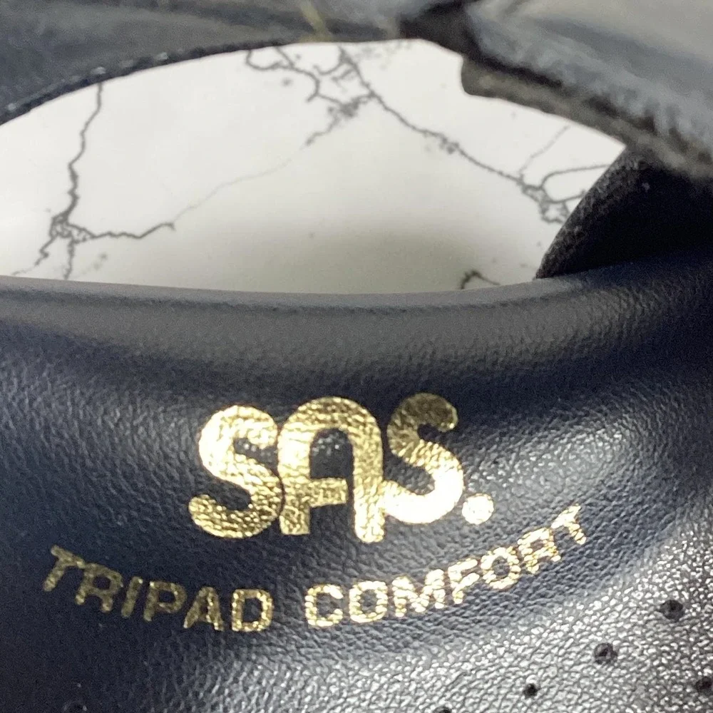 SAS Tripad Comfort Sandals Women's Navy Blue Leather Slingback Block Heel‎ 9.5 N